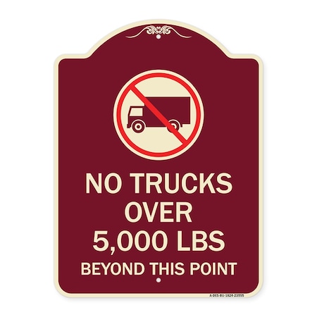 Signmission No Trucks Over Beyond This Point W/ Graphic Heavy-Gauge Aluminum Sign, 24" x 18", BU-1824-23555 A-DES-BU-1824-23555